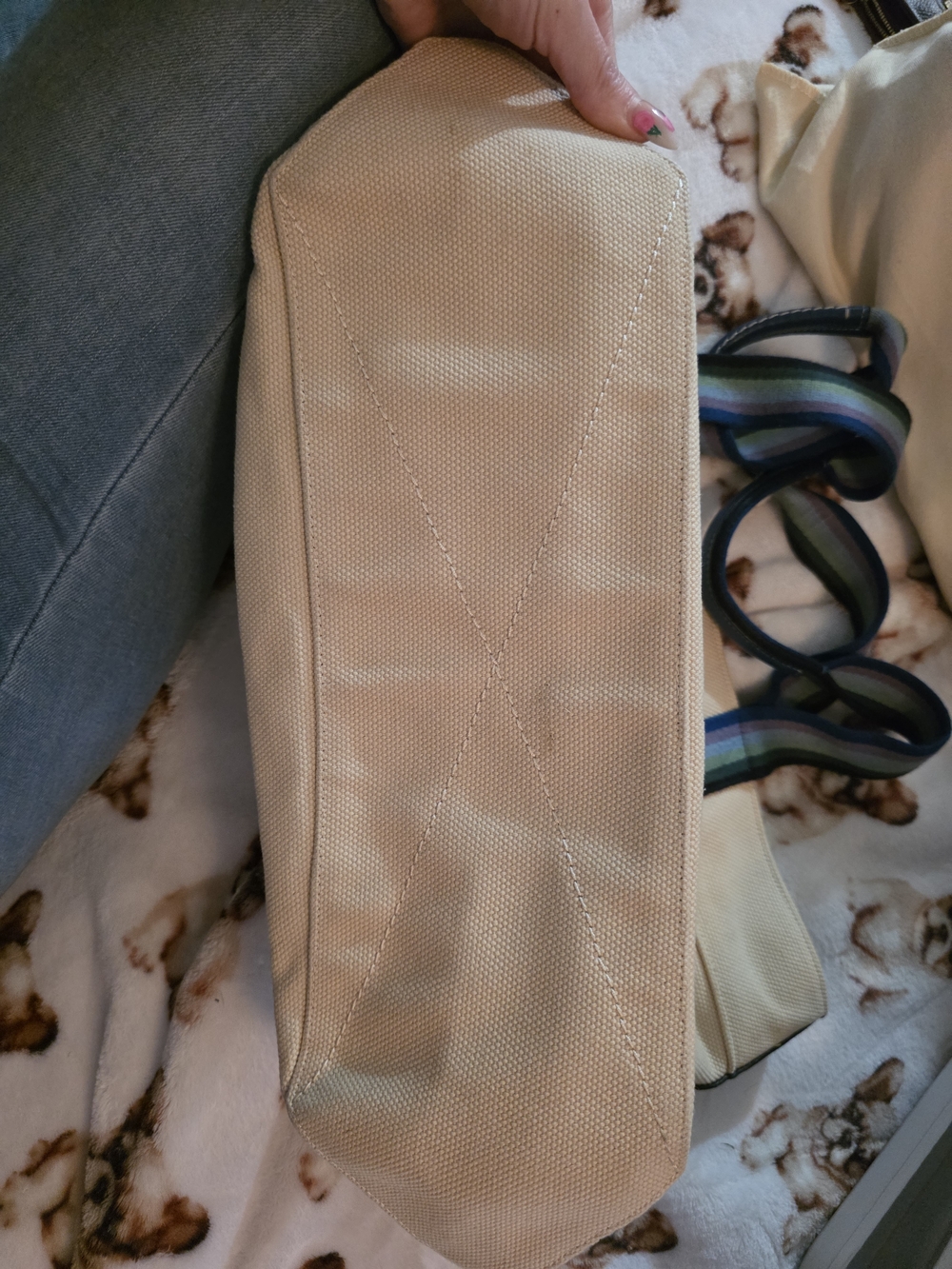 COACH New York Canvas Tote in Cream with Multicolor Logo - Picture 5 of 5